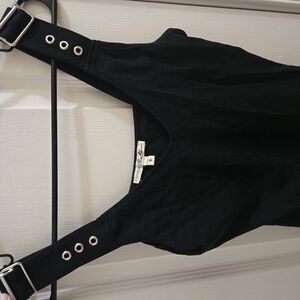 Black Sleeveless Top with Buckle Straps